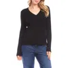 Karen Kane Rib V-neck Sweater In Black