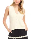 Karen Kane Ribbed Button Sweater Vest In Cream In White
