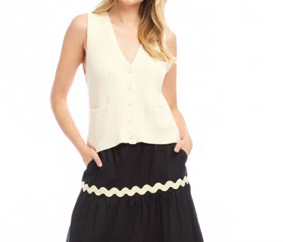 KAREN KANE RIBBED BUTTON SWEATER VEST IN CREAM
