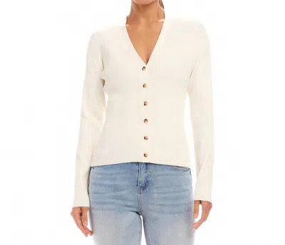 Karen Kane Ribbed Cardigan Sweater In Off White In Neutral