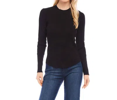 Karen Kane Ribbed Crewneck Sweater In Black