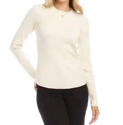 Karen Kane Ribbed Crewneck Sweater In Off White
