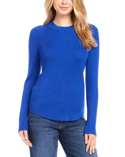 Karen Kane Rib Crewneck Sweater In Royal