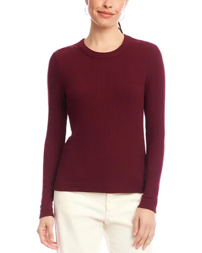 Karen Kane Ribbed Crewneck Top In Burgundy