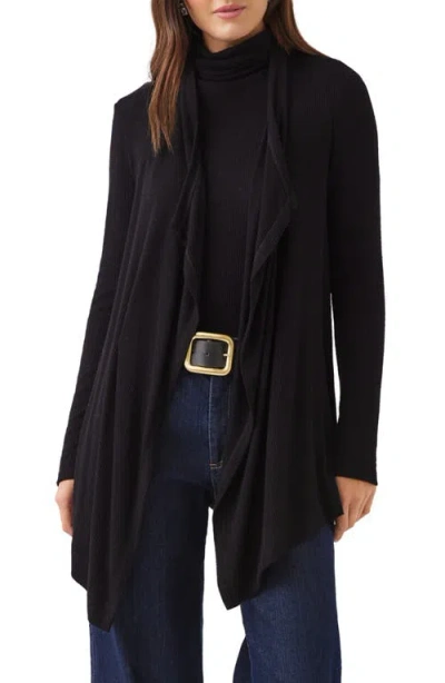 Karen Kane Ribbed Drape Front Cardigan In Animal Print