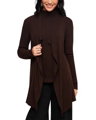 Karen Kane Ribbed Drape Front Cardigan In Brown
