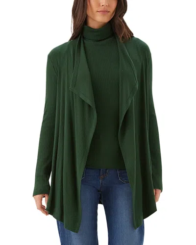 Karen Kane Ribbed Drape Front Cardigan In Green