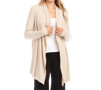 Karen Kane Ribbed Drape Front Cardigan In Oatmeal In Orange