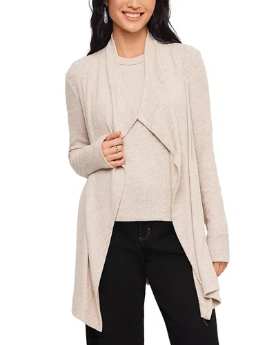 Karen Kane Ribbed Drape Front Cardigan In Neutral