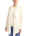 Karen Kane Rib Draped Open Front Cardigan In White