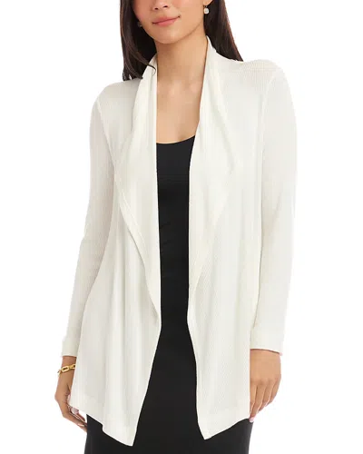 Karen Kane Ribbed Front Draped Cardigan In White