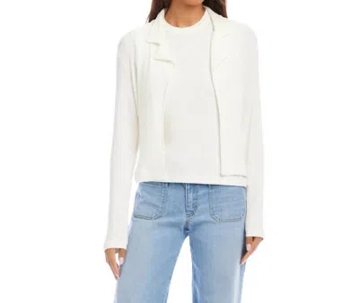 Karen Kane Ribbed Long Set-in Sleeves Jacket - Petite In Off White