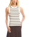 Karen Kane Ribbed Striped Sleeveless Sweater In Neutral