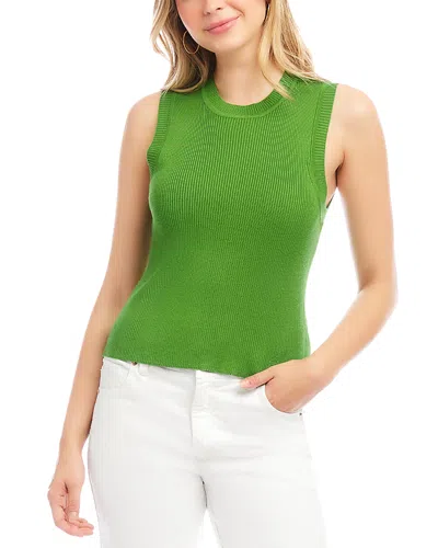 Karen Kane Ribbed Sweater Tank Top In Green