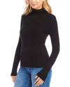 Karen Kane Turtleneck Rib Top In Black