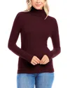 Karen Kane Turtleneck Rib Top In Wine