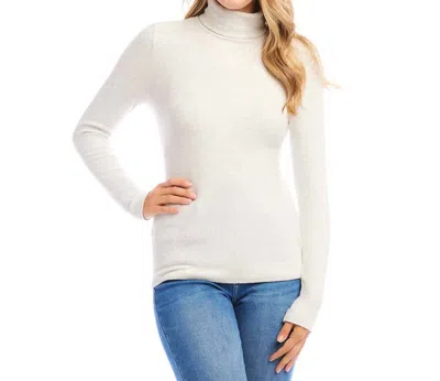 Karen Kane Ribbed Turtleneck Top In Heather In White
