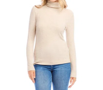 Karen Kane Ribbed Turtleneck Top In Oatmeal In Neutral