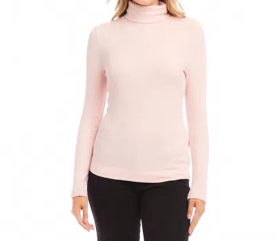 Karen Kane Ribbed Turtleneck Top In Rose In Pink