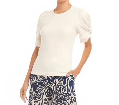 Karen Kane Ribbed Twist Sleeve Top In White In Neutral