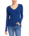 Karen Kane Ribbed V Neck Top In Blue