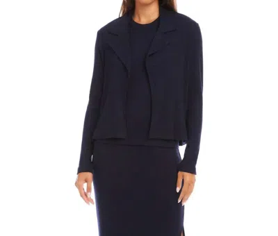 Karen Kane Risa Ribbed Jacket Cardigan In Navy In Blue