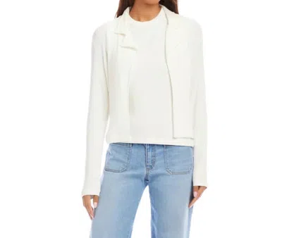 Karen Kane Risa Ribbed Jacket Cardigan In Off-white