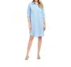 Karen Kane Roll Tab Linen Shirtdress In Lake In Blue