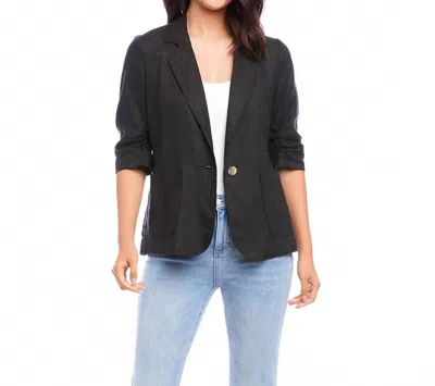 Karen Kane Rosalie Ruched Sleeve Jacket In Black