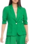 Karen Kane Ruched Sleeve Blazer In Green