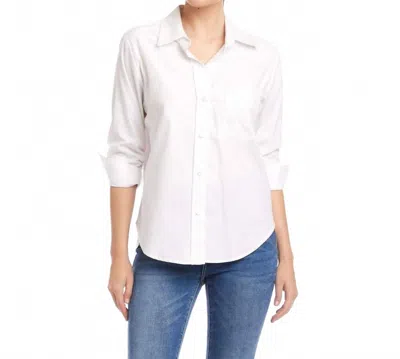 Karen Kane Ruched Sleeve Button-up Shirt In White