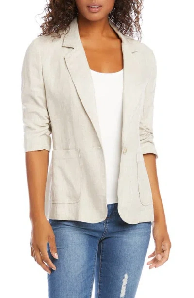 KAREN KANE KAREN KANE RUCHED SLEEVE LINEN BLAZER