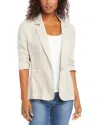 Karen Kane Ruched Sleeve Linen Blazer In Oat