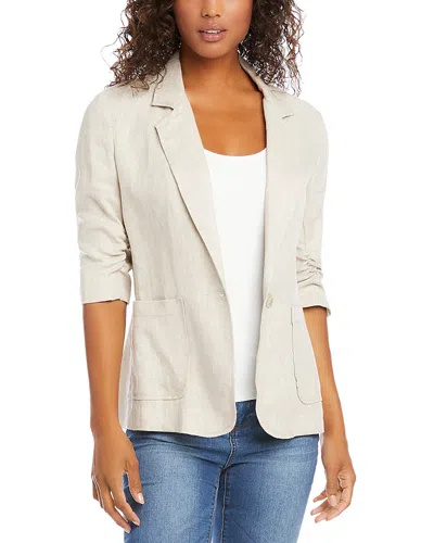 KAREN KANE RUCHED SLEEVE LINEN JACKET
