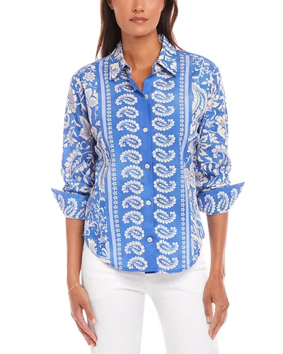 Karen Kane Ruched Sleeve Paisley Print Shirt In Floral Paisley