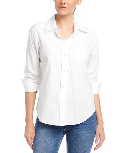 Karen Kane Ruched Sleeve Shirt In White