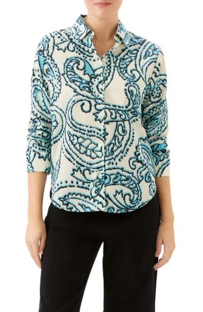 Karen Kane Ruched Sleeve Shirt In White