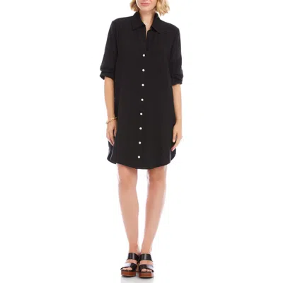 Karen Kane Ruched Sleeve Shirtdress In Black