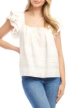 Karen Kane Ruffle Sleeve Embroidered Top
