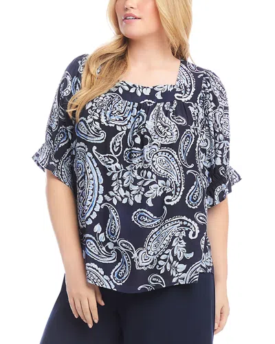 Karen Kane Ruffle Sleeve Square Neck Top In Paisley
