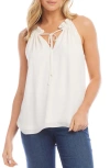 Karen Kane Ruffle Tie Neck Crepe Sleeveless Top In Ivory