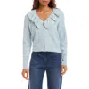 Karen Kane Ruffle V-neck Cardigan In Blue