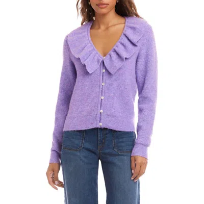Karen Kane Ruffle V-neck Cardigan In Purple
