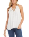 Karen Kane Ruffle Tie Neck Crepe Sleeveless Top In Ivory