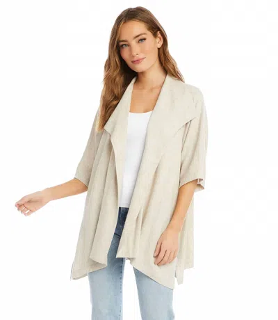 Karen Kane Sabrina Short Sleeve Linen Blend Draped Jacket In Beige In Neutral