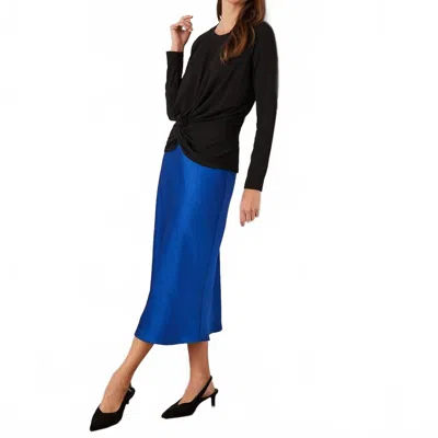 Karen Kane Satin Bias Cut Midi Skirt In Royal In Blue