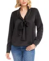 Karen Kane Satin Bow Top In Black