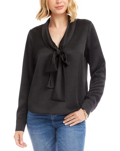 Karen Kane Satin Bow Top In Black