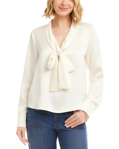 Karen Kane Satin Bow Top In White