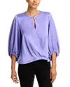 Karen Kane Keyhole Crossover Satin Top In Lavender In Purple